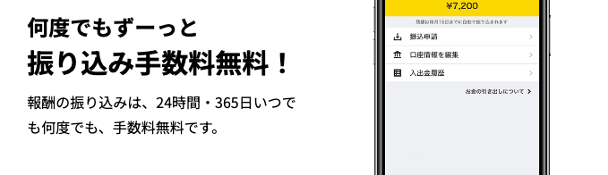 24時間・365日いつでも手数料無料で振込される