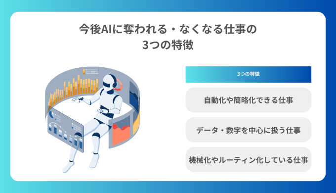 今後AIに奪われる・なくなる仕事、職業の3つの特徴